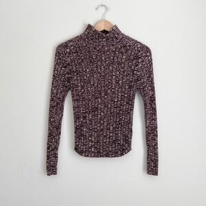 Energie Women's Brown Marled Ribbed Turtleneck Sweater